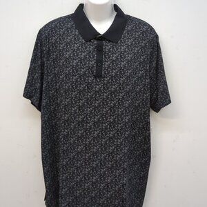 Big & Tall FLX Printed Men's Performance Polo Shirt Size 2XB Black Tech Grid